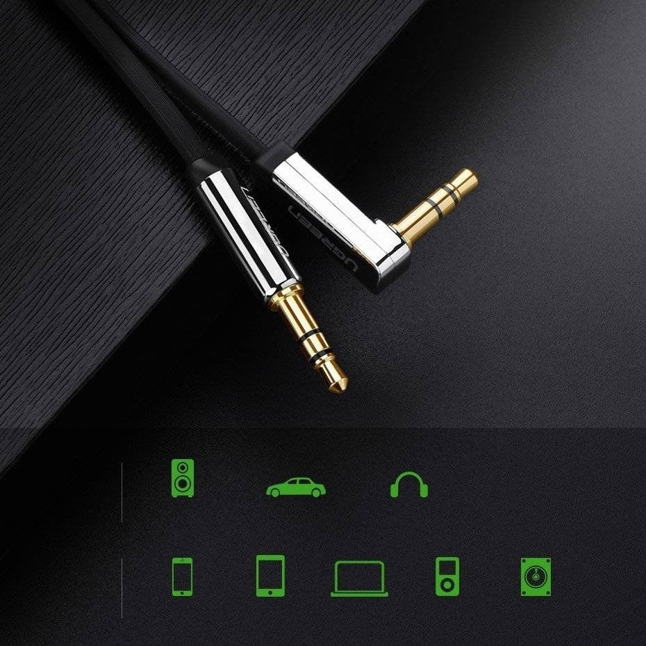 UGREEN 10729 3.5mm Male to 3.5mm Right Angle 3.5mm Aux Cable 5m (Black) V28-ACBUGN10729