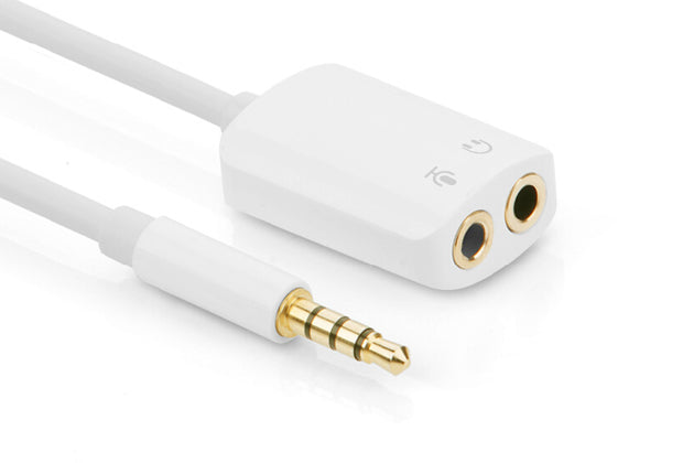 UGREEN 3.5mm Male to Dual 3.5mm FemaleHeadset Splitter White (10789) V28-ACBUGN10789