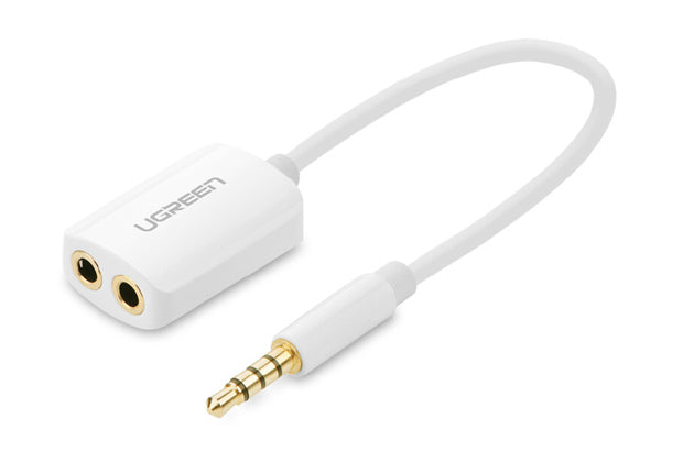 UGREEN 3.5mm Male to Dual 3.5mm FemaleHeadset Splitter White (10789) V28-ACBUGN10789