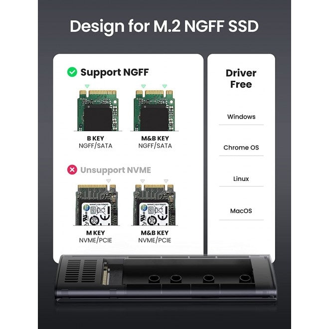 UGREEN 10903 M.2 SATA NGFF SSD Hard Drive Enclosure V28-ACBUGN10903
