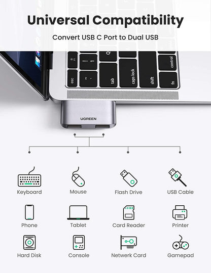 UGREEN 10912 USB-C to USB 3.0 x2 Adapter V28-ACBUGN10912