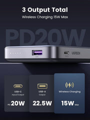 UGREEN 15086 10000mAh Magnetic Wireless Power Bank (Sapce Gray) V28-ACBUGN15086
