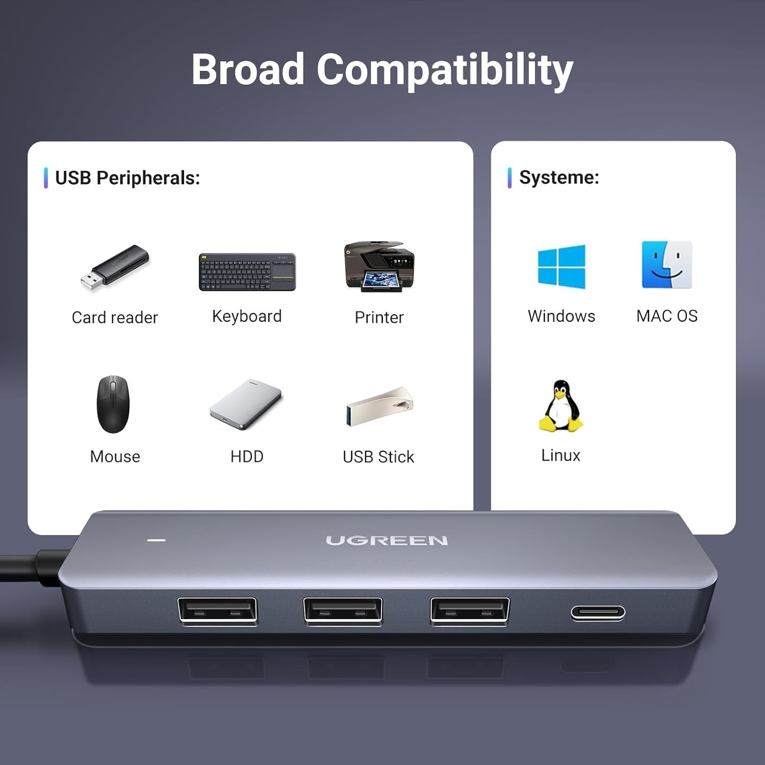 UGREEN 15920 4-Port USB 3.0 Hub V28-ACBUGN15920