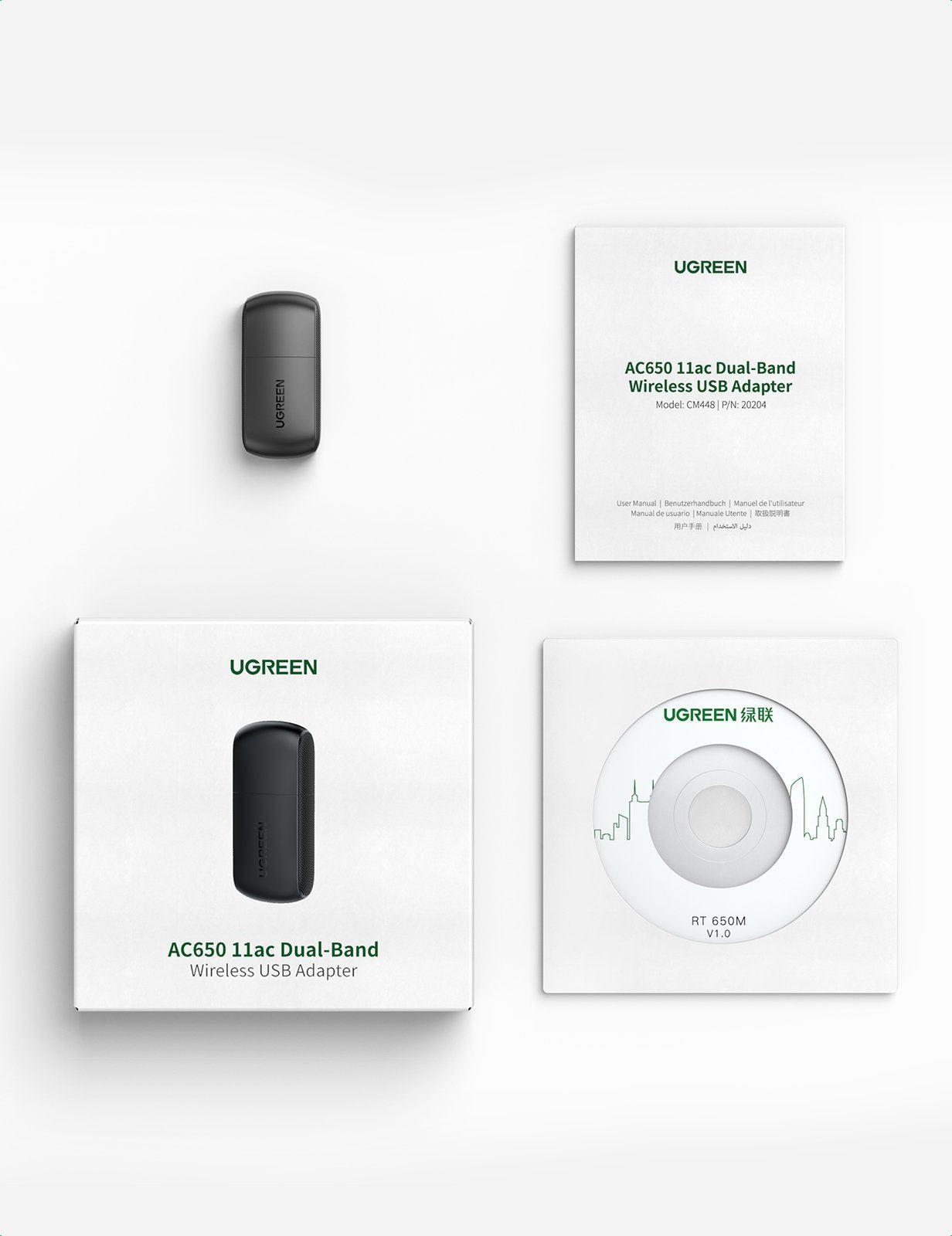 UGREEN 20204 AC650 Dual Band USB WLAN Adapter V28-ACBUGN20204