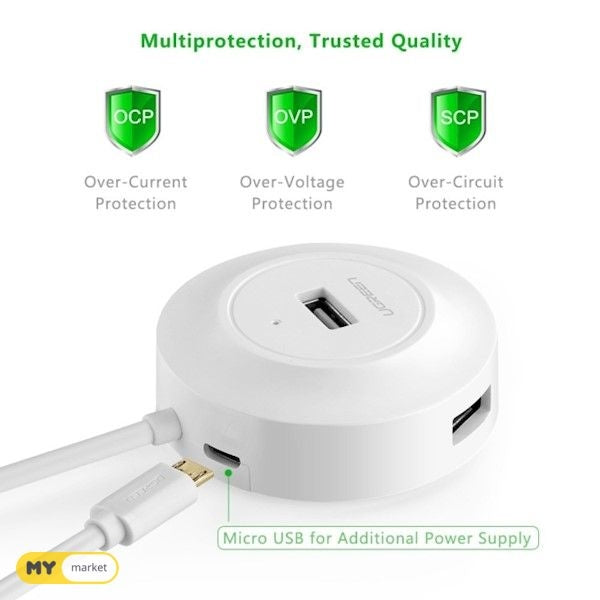 UGREEN 20270 USB 2.0 4-Port Hub White V28-ACBUGN20270