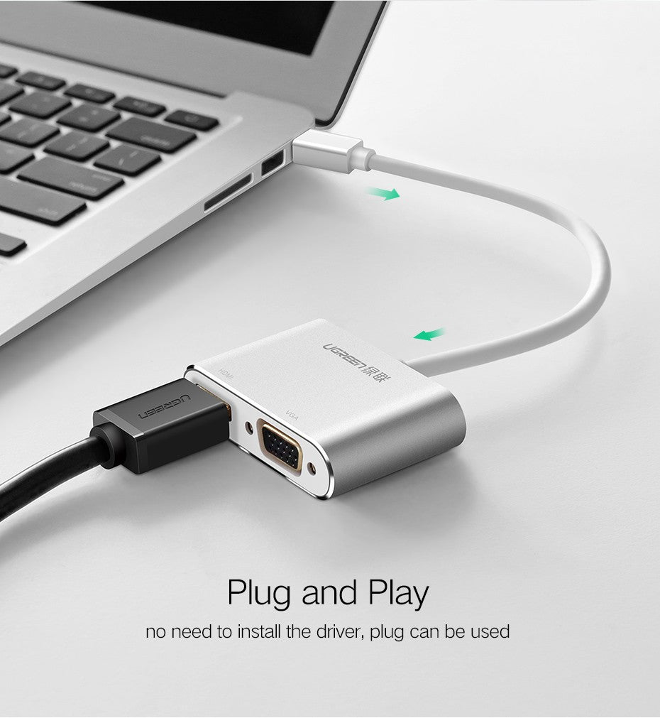 UGREEN Mini DP to HDMI/VGA converter Silver (20421) V28-ACBUGN20421