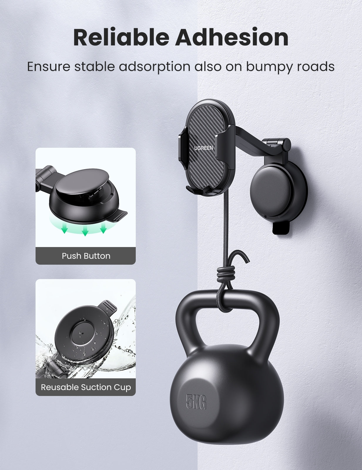 UGREEN 20473 Waterfall-Shaped Suction Cup Phone Mount V28-ACBUGN20473
