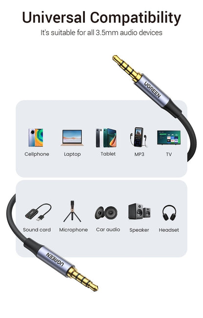 UGREEN 20785 3.5mm Braided 4-Pole Audio Cable Male to Male 3m V28-ACBUGN20785