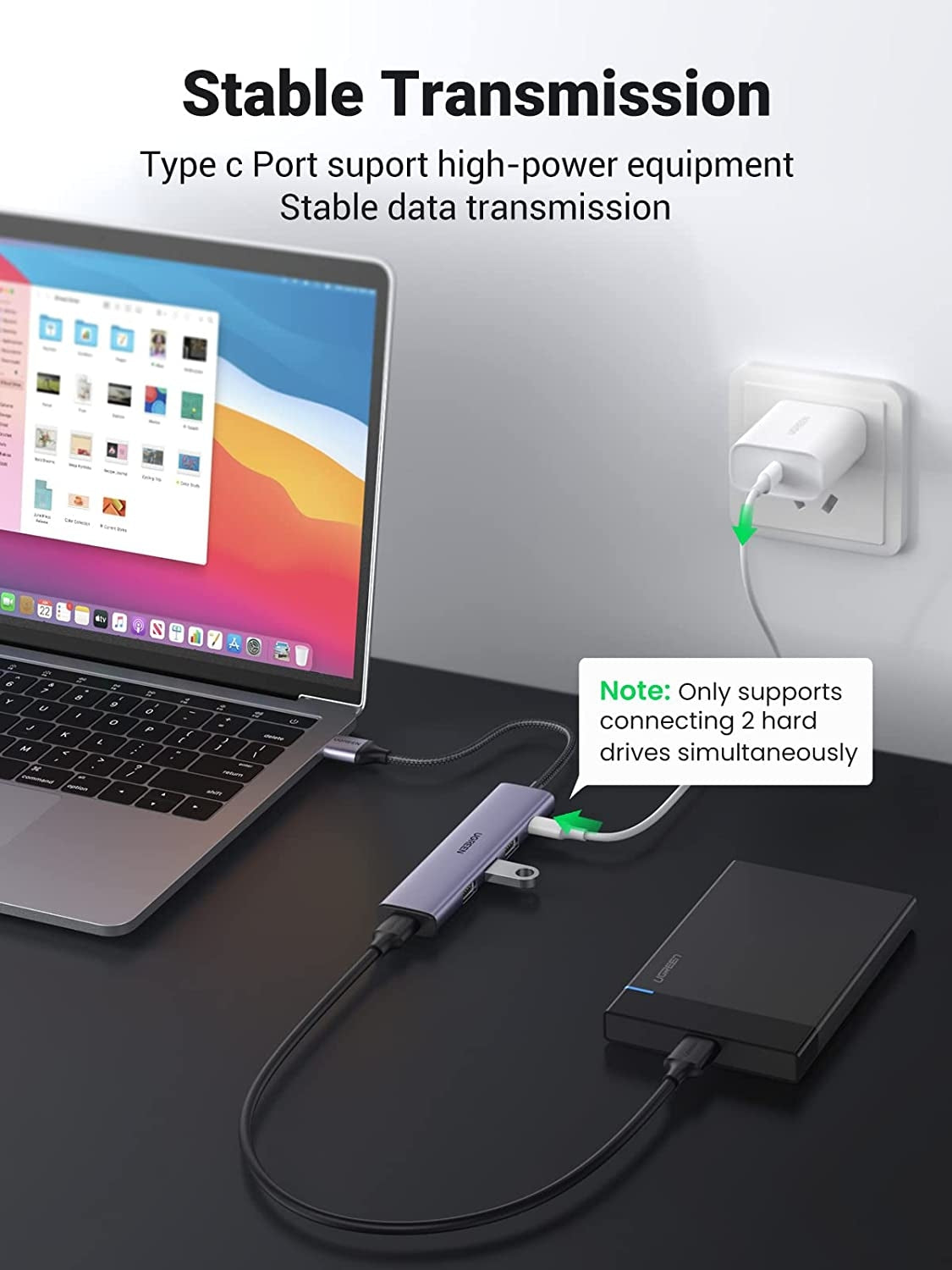 UGREEN 20805 USB 3.0 4-Port Hub with USB-C Power Port V28-ACBUGN20805