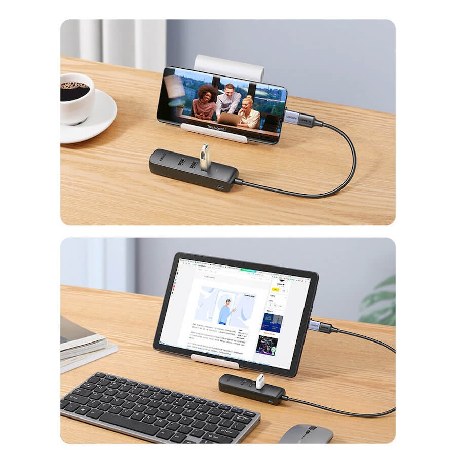 UGREEN 20984 USB 2.0 to 3 x USB2.0 with RJ45 (100Mbps) Ethernet Adapter (Black) V28-ACBUGN20984