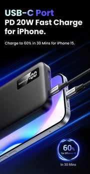 UGREEN 25742 10000mAh Two-way Fast Charging Power Bank Black V28-ACBUGN25742