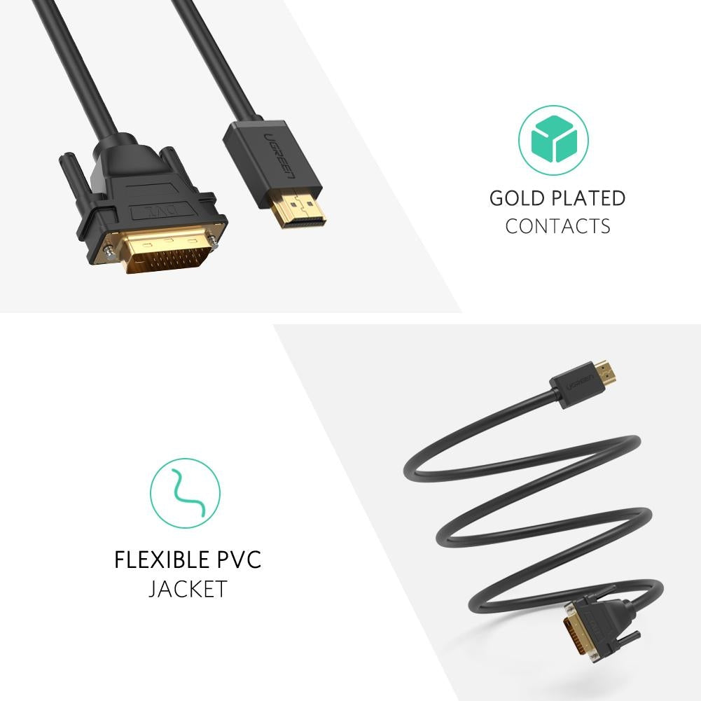 UGREEN HDMI To DVI 24+1 Cable 1M (30116) V28-ACBUGN30116