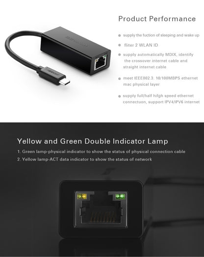 UGREEN 30287 USB-C 10/100Mbps Ethernet Adapter V28-ACBUGN30287