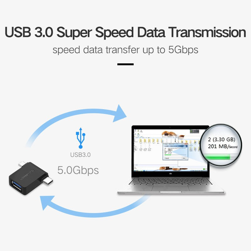 UGREEN Micro USB+ USB-C to USB 3.0 Adapter (30453) V28-ACBUGN30453-1