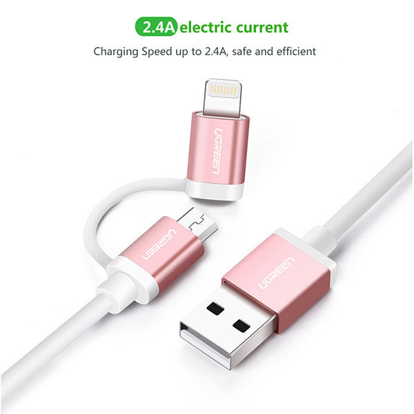 UGREEN Micro-USB to USB Cable with MFI Certified iPhone Adapter 1M (30470) V28-ACBUGN30470