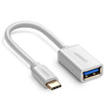 UGREEN USB Type-C Male to USB 3.0 Type A Female OTG Cable - White 15CM (30702) V28-ACBUGN30702