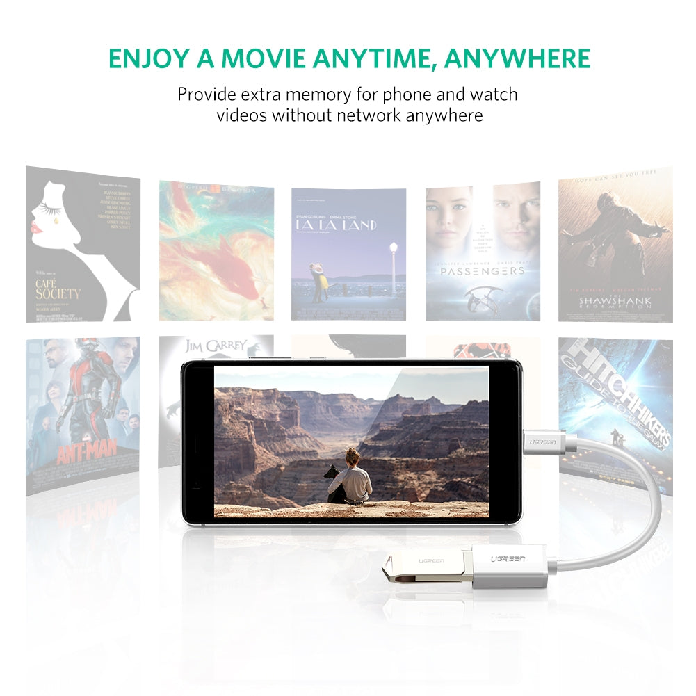 UGREEN USB Type-C Male to USB 3.0 Type A Female OTG Cable - White 15CM (30702) V28-ACBUGN30702