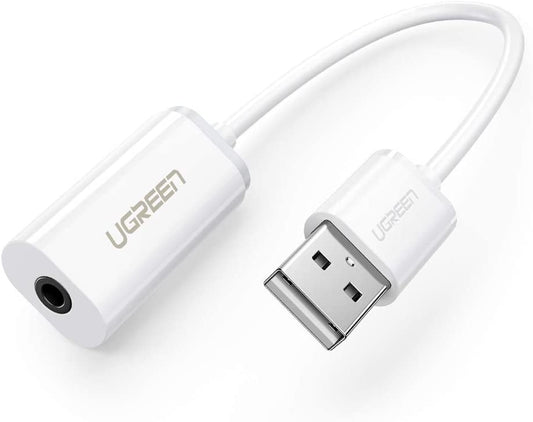 UGREEN USB A Male to 3.5 mm Aux Cable (White) V28-ACBUGN30712