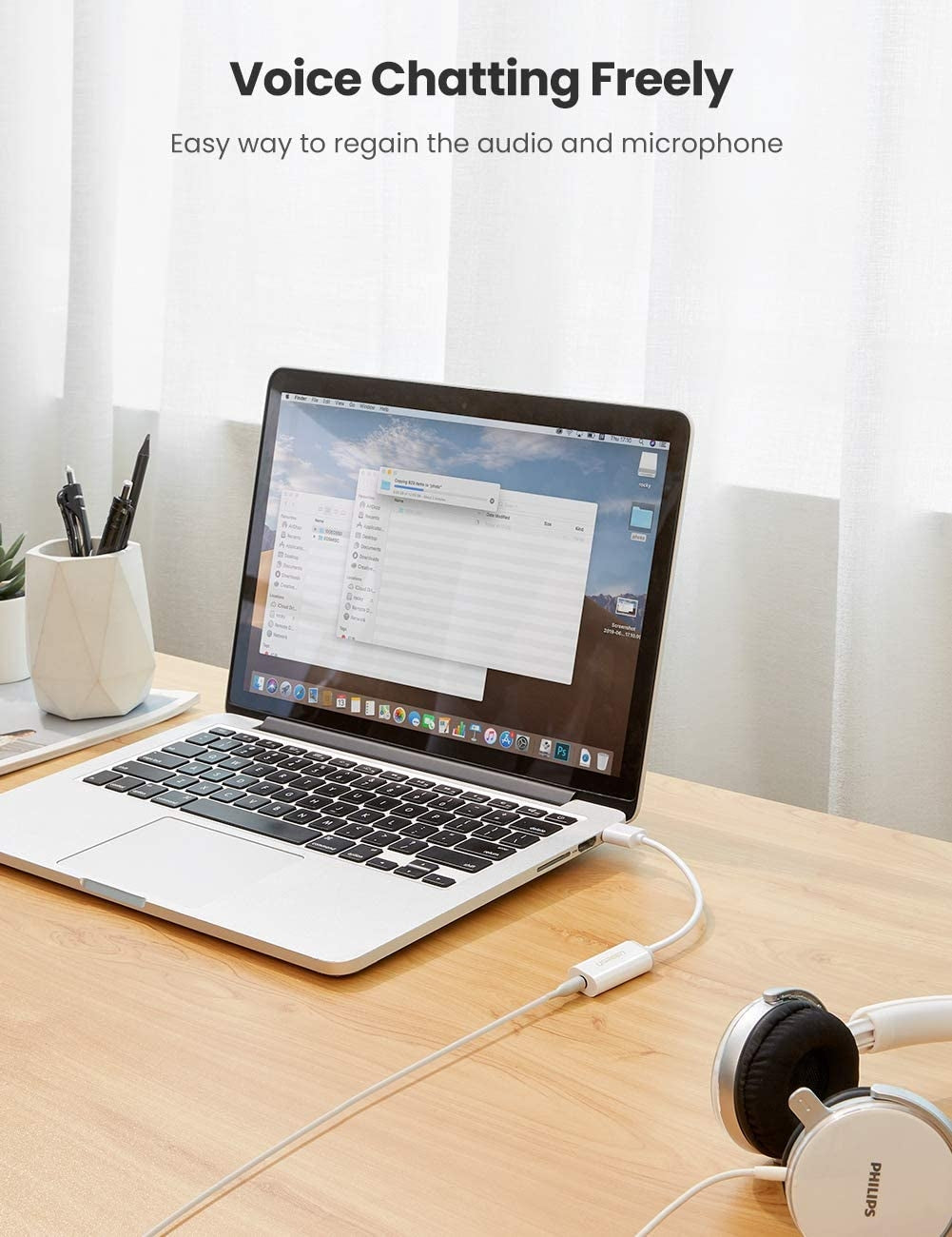 UGREEN USB A Male to 3.5 mm Aux Cable (White) V28-ACBUGN30712