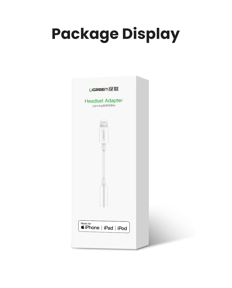 UGREEN 30759 iPhone 8-pin to 3.5mm Headphone Adapter V28-ACBUGN30759