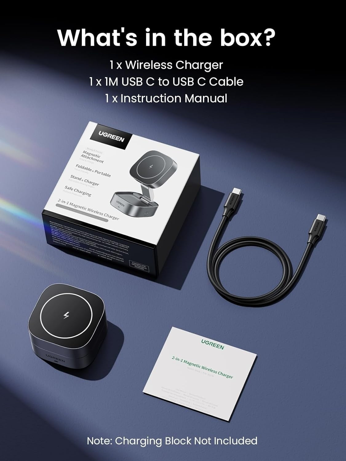 UGREEN 35278 2-in-1 Magsafe Wireless Charger with Stand V28-ACBUGN35278