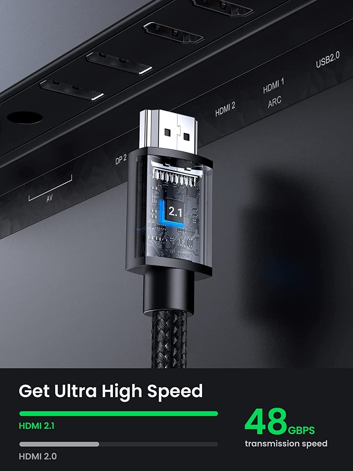 UGREEN 40447 HDMI Extension Cable 8K 60Hz 48Gbps Male to Female Cable 1M V28-ACBUGN40447