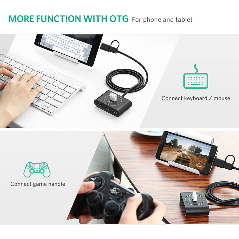 UGreen USB 3.0 Hub With Type C port Black 1M 40850 V28-ACBUGN40850