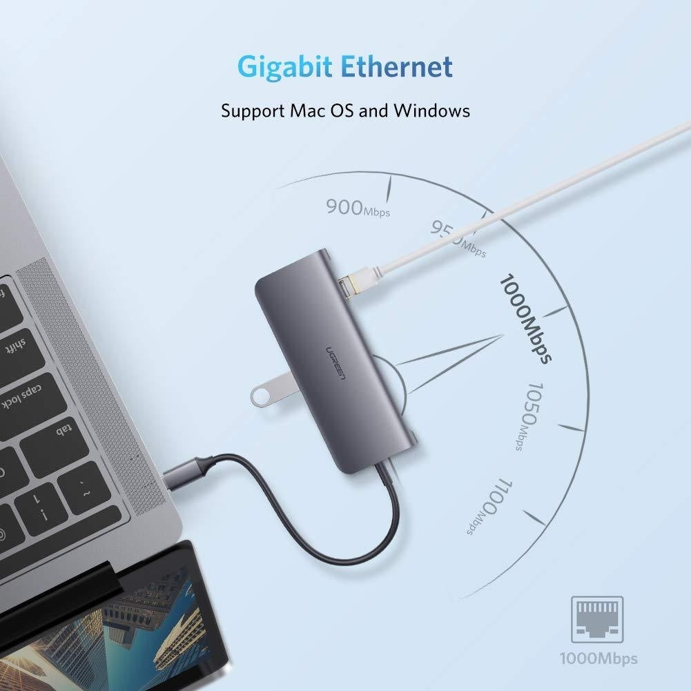 UGREEN Type C 9 in 1 Multifunction Adapter- HDMI/ VGA/Gigabit/TypeC/USB3.0 x 3/SD/TF (40873) V28-ACBUGN40873