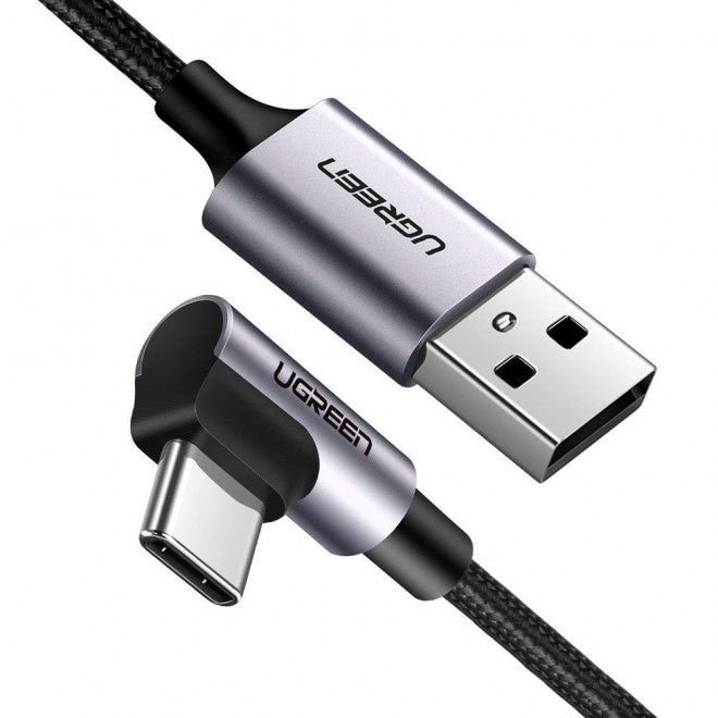 UGREEN USB-C to Angled USB2.0-C Round Cable M/M Aluminum Shell Nickel Plating 1m (Gray Black) 50123 V28-ACBUGN50123