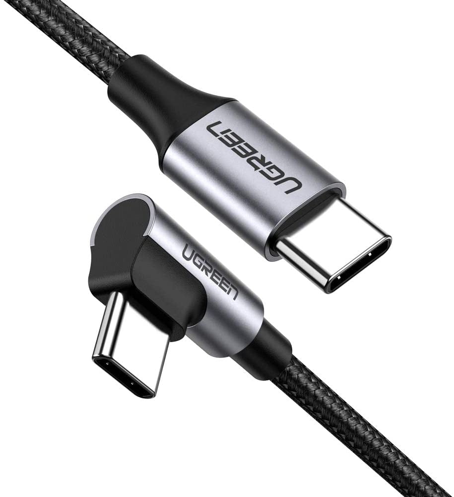 UGREEN USB-C to Angled USB2.0-C Round Cable M/M Aluminum Shell Nickel Plating 1m (Gray Black) 50123 V28-ACBUGN50123A