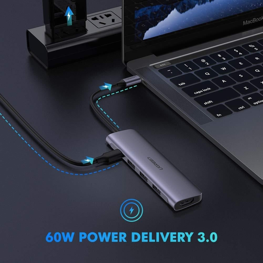 UGREEN TypeC 5 in 1 Adaptor - HDMI + USB 3.0*3 + TypeC PD Power Converter (50209) V28-ACBUGN50209