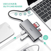 UGREEN Type C 8 in 1 Multifultion adaptor VGA/RJ45/USB3.0 x 3/SD/TF/TypeC PD Protocal (50539) V28-ACBUGN50539