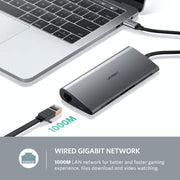 UGREEN Type C 8 in 1 Multifultion adaptor VGA/RJ45/USB3.0 x 3/SD/TF/TypeC PD Protocal (50539) V28-ACBUGN50539