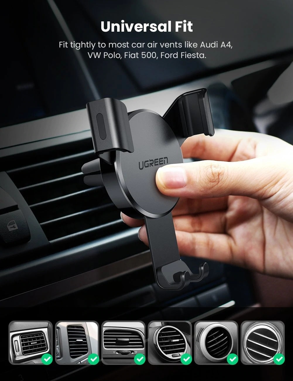 UGREEN 50564 Gravity Drive Car Mount V28-ACBUGN50564