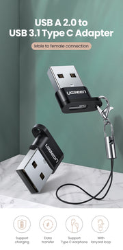 UGREEN 50568 USB-C 3.1 Female to USB-A 2.0 Male Adapter V28-ACBUGN50568