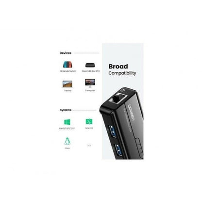 UGREEN 50627 USB-C to USB-A 3-Port Hub with RJ45 Gigabit Ethernet V28-ACBUGN50627