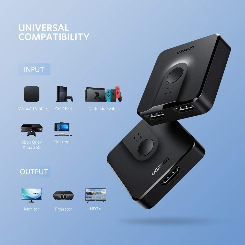 UGREEN 2-Port 4K HDMI Switch/Splitter Black (50966) V28-ACBUGN50966