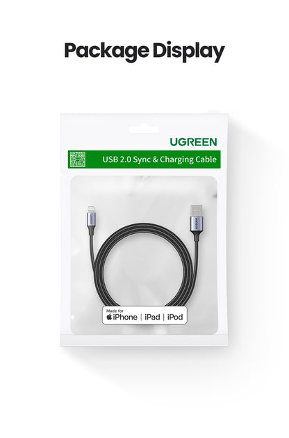 UGREEN 60158 USB-A to 8-pin iPhone Charging Cable 2M Black V28-ACBUGN60158