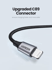 UGREEN 60163 USB-A to 8-pin iPhone Charging Cable 2M Silver V28-ACBUGN60163