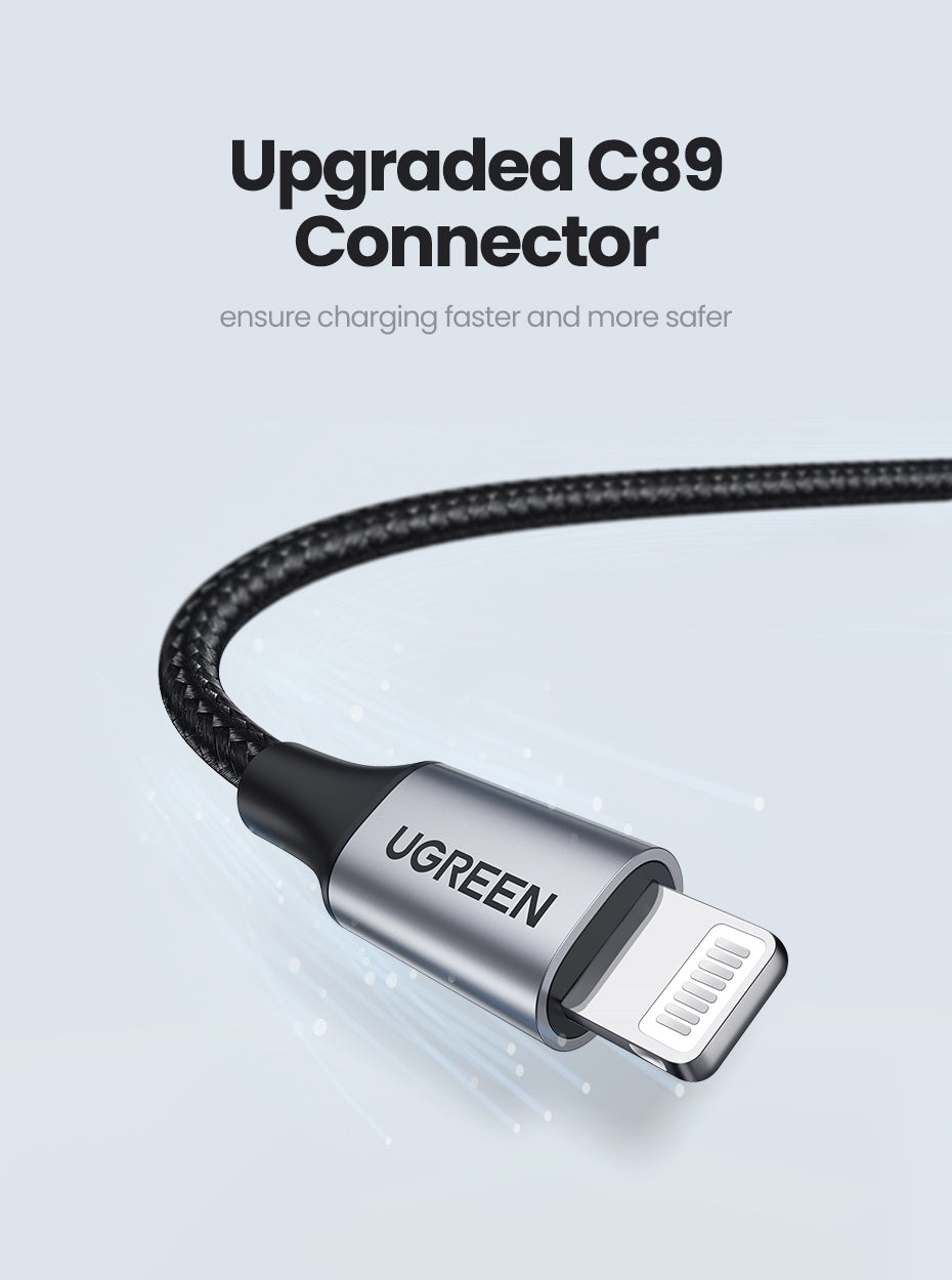 UGREEN 60163 USB-A to 8-pin iPhone Charging Cable 2M Silver V28-ACBUGN60163