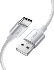 UGREEN 60409 USB-A to USB-C Charging Cable 3M (Silver White) V28-ACBUGN60409