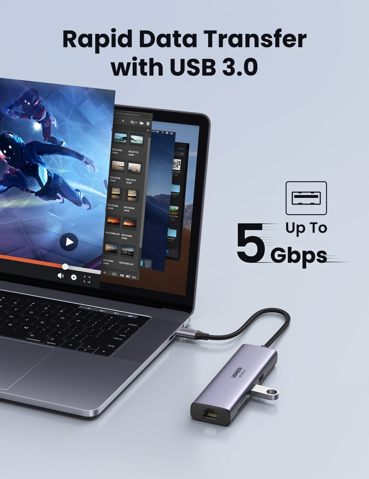 UGREEN 60515 USB-C to HDMI/Ethernet Adapter with Card Reader V28-ACBUGN60515