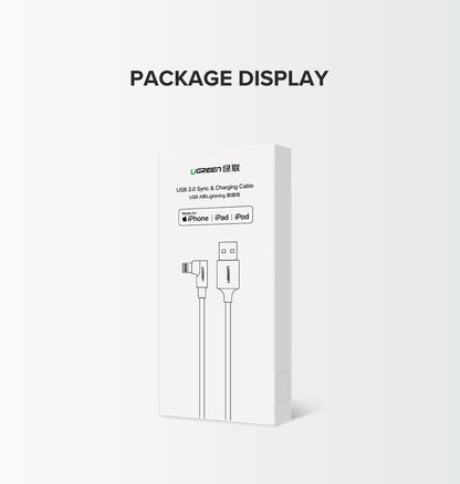 UGREEN 60521 USB-A to 8-pin 90 Degree Angel Cable 1M V28-ACBUGN60521