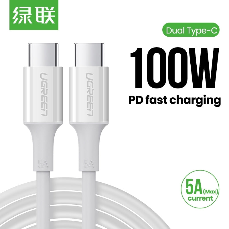 UGREEN 60552 USB-C 2.0 to TYPE-C Male to Male Data Cable 5A 2M White V28-ACBUGN60552