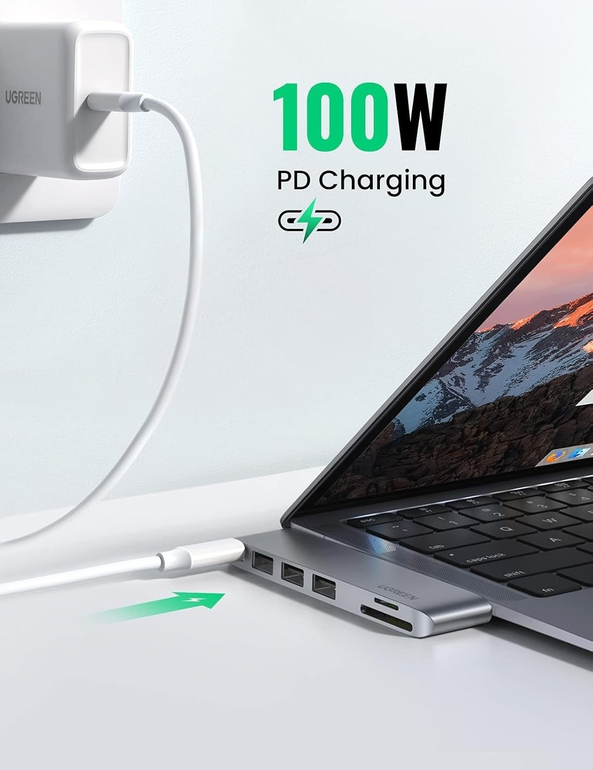 UGREEN 60560 USB-C Hub for MacBook Aluminum Type-C Adapter with 3 USB 3.0 100W V28-ACBUGN60560