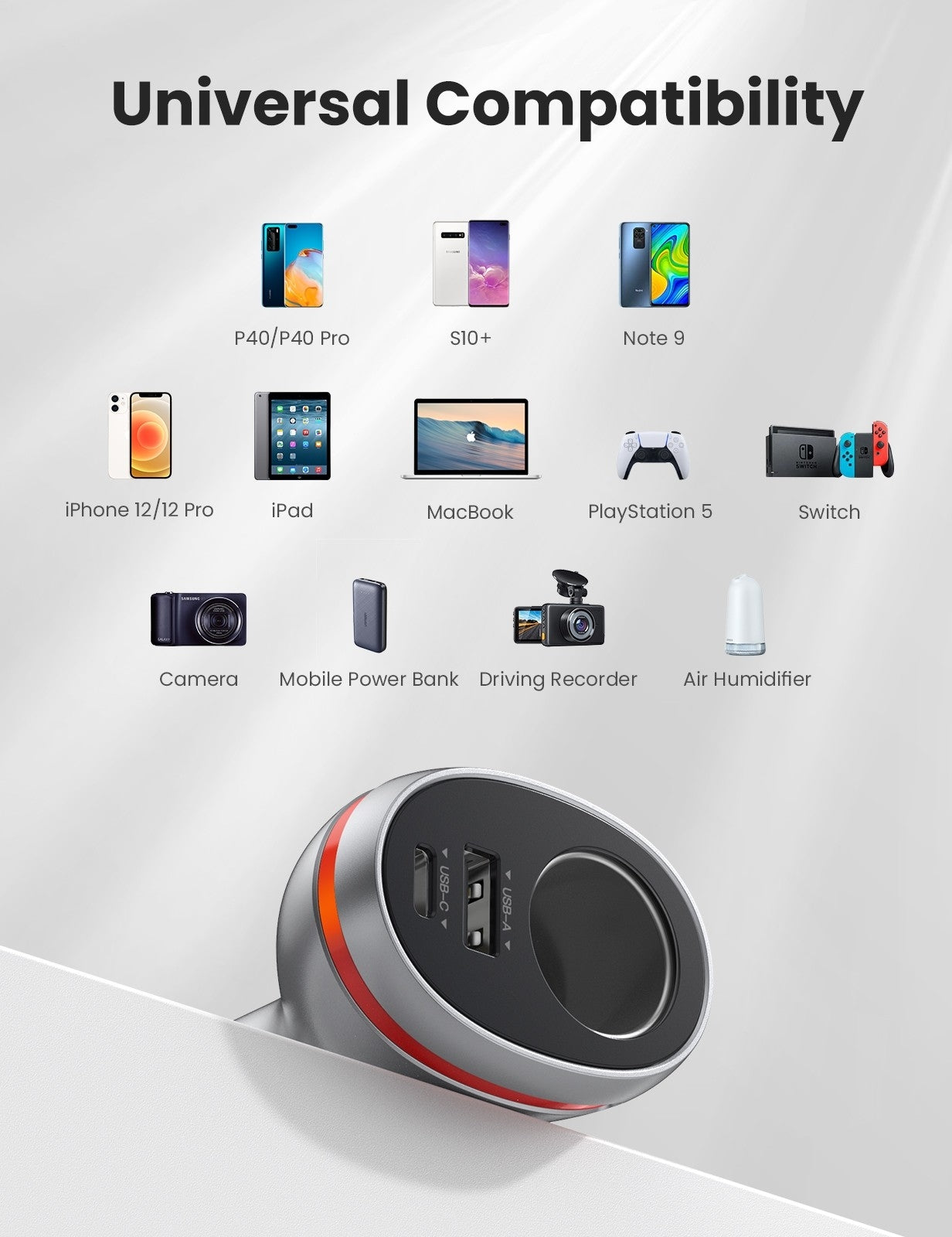 UGREEN 60712 84W Dual Port Car Charger (Space Grey) V28-ACBUGN60712