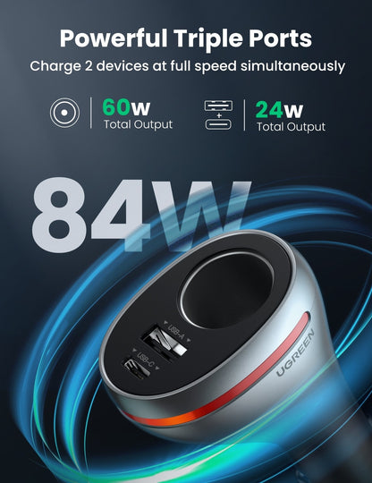 UGREEN 60712 84W Dual Port Car Charger (Space Grey) V28-ACBUGN60712