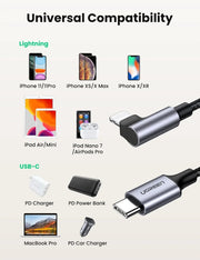 UGREEN 60763 90 Degree USB-C to iPhone 8-pin Cable 1M V28-ACBUGN60763