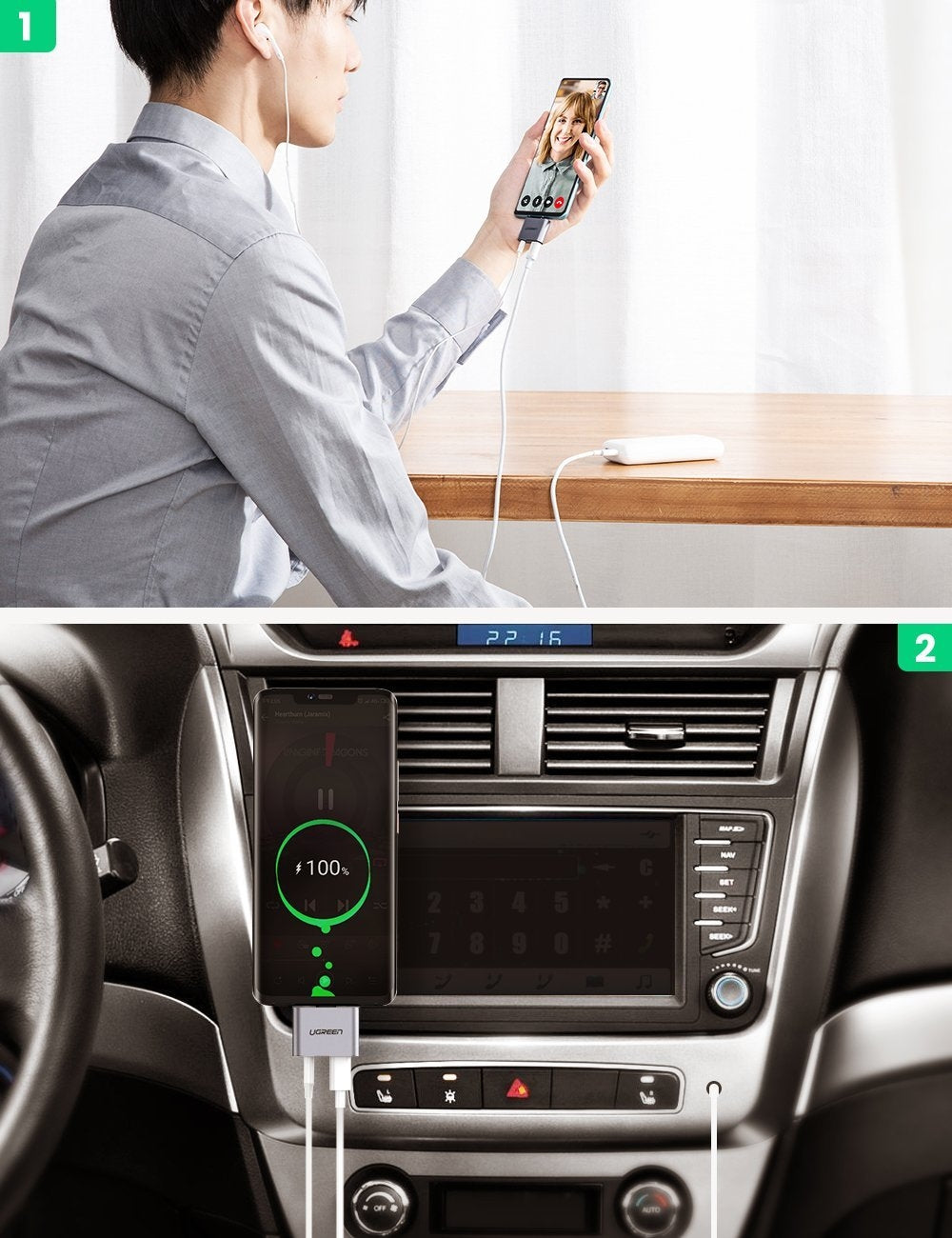 UGREEN 70312 2-in-1 USB C to C and 3.5mm Adapter V28-ACBUGN70312