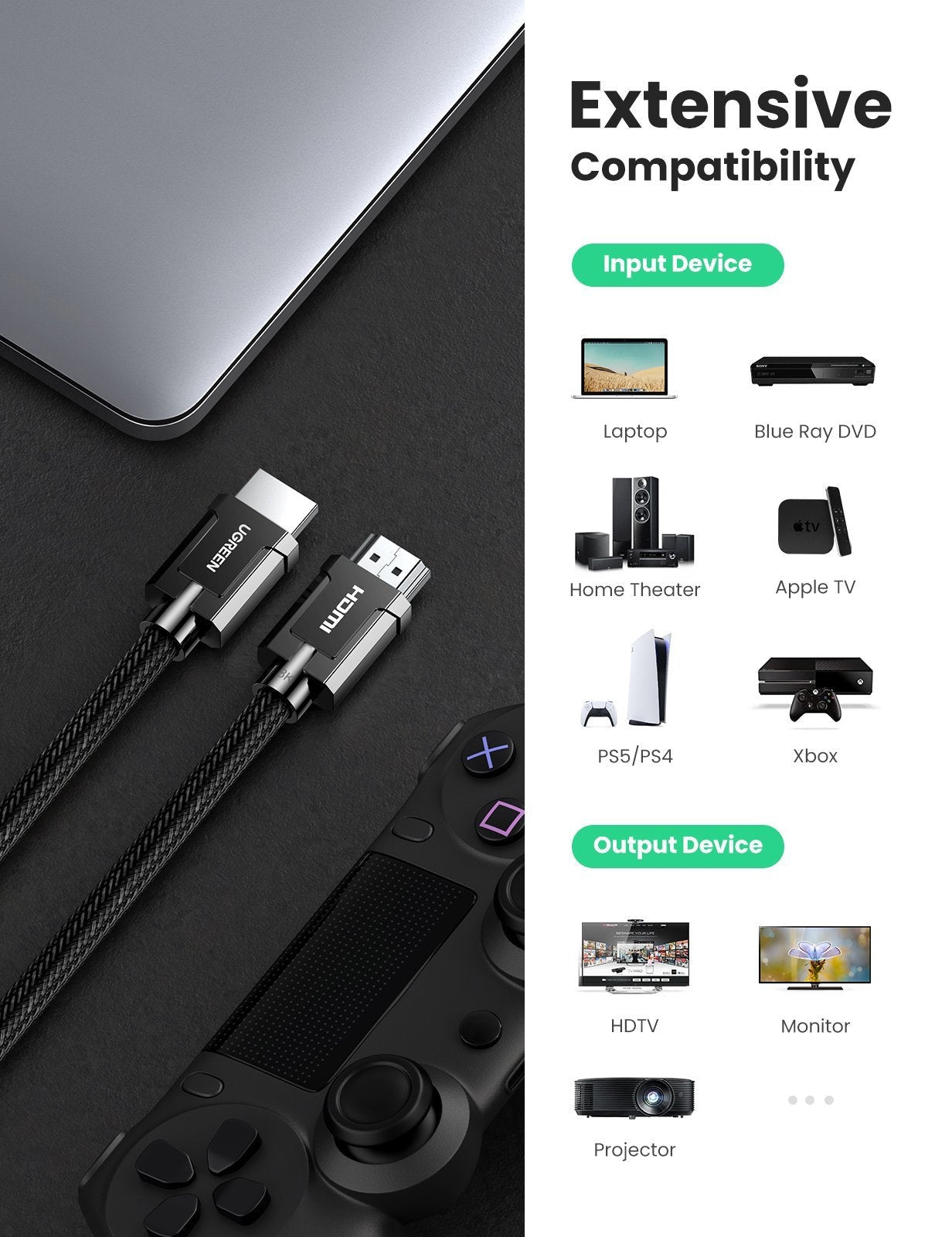 UGREEN 70321 8K HDMI 2.1 Male to Male Cable 2M V28-ACBUGN70321
